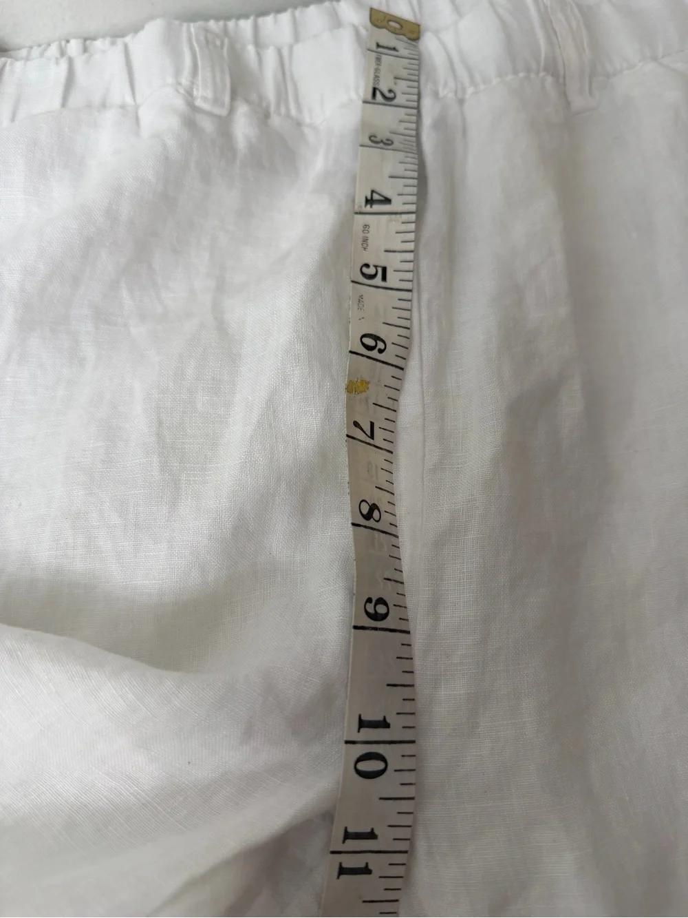 Quince 100% European Linen Pants White Cropped  Elastic-Waist Pockets Size M